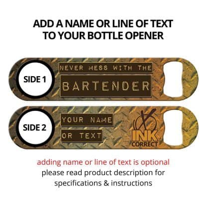 Don't Mess With The Bartender Copper Metallic Diamond Plates Speed Opener With Personalization