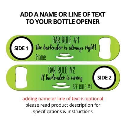 Bar Rules Strainer Bottle Opener With Personalization