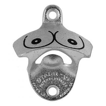 Silver Boobs Stationary Cast Iron Wall Mounted Bottle Opener
