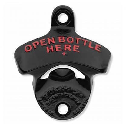 Open Here Black Stationary Cast Iron Wall Mounted Bottle Opener