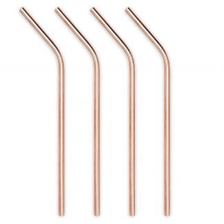 Pack of 4 Copper Plated Metal Straws