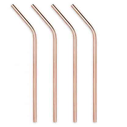 Pack of 4 Copper Plated Metal Straws