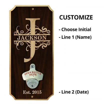 Fancy Monogram Wall Mounted Bottle Opener Personalizing Instructions