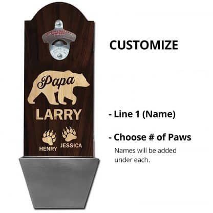 Papa Bear Wall Mounted Bottle Opener Personalizing Instructions