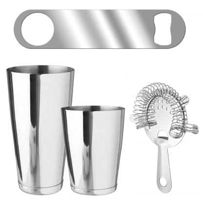 Metallic 4-Piece Silver Bartender Kit