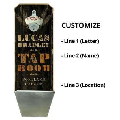 Tap Room Black Wall Mounted Bottle Opener Personalizing Instructions