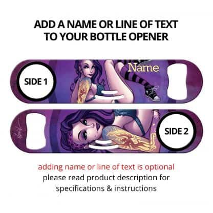 Phoenix Tattoo Purple Haired Girl Commissioned Art Strainer Bottle Opener With Personalization