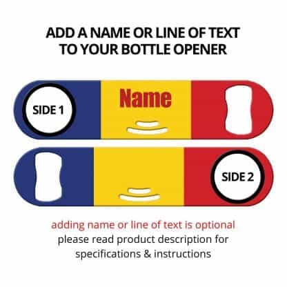 Classic Romanian Flag Strainer Bottle Opener with Personalization