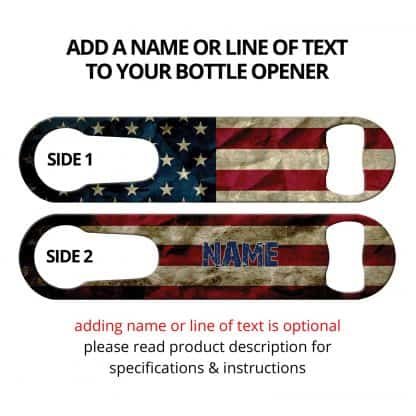 Crumpled USA Flag PSR Bottle Opener with Personalization