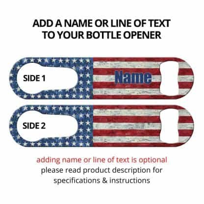 Painted USA Flag PSR Bottle Opener with Personalization